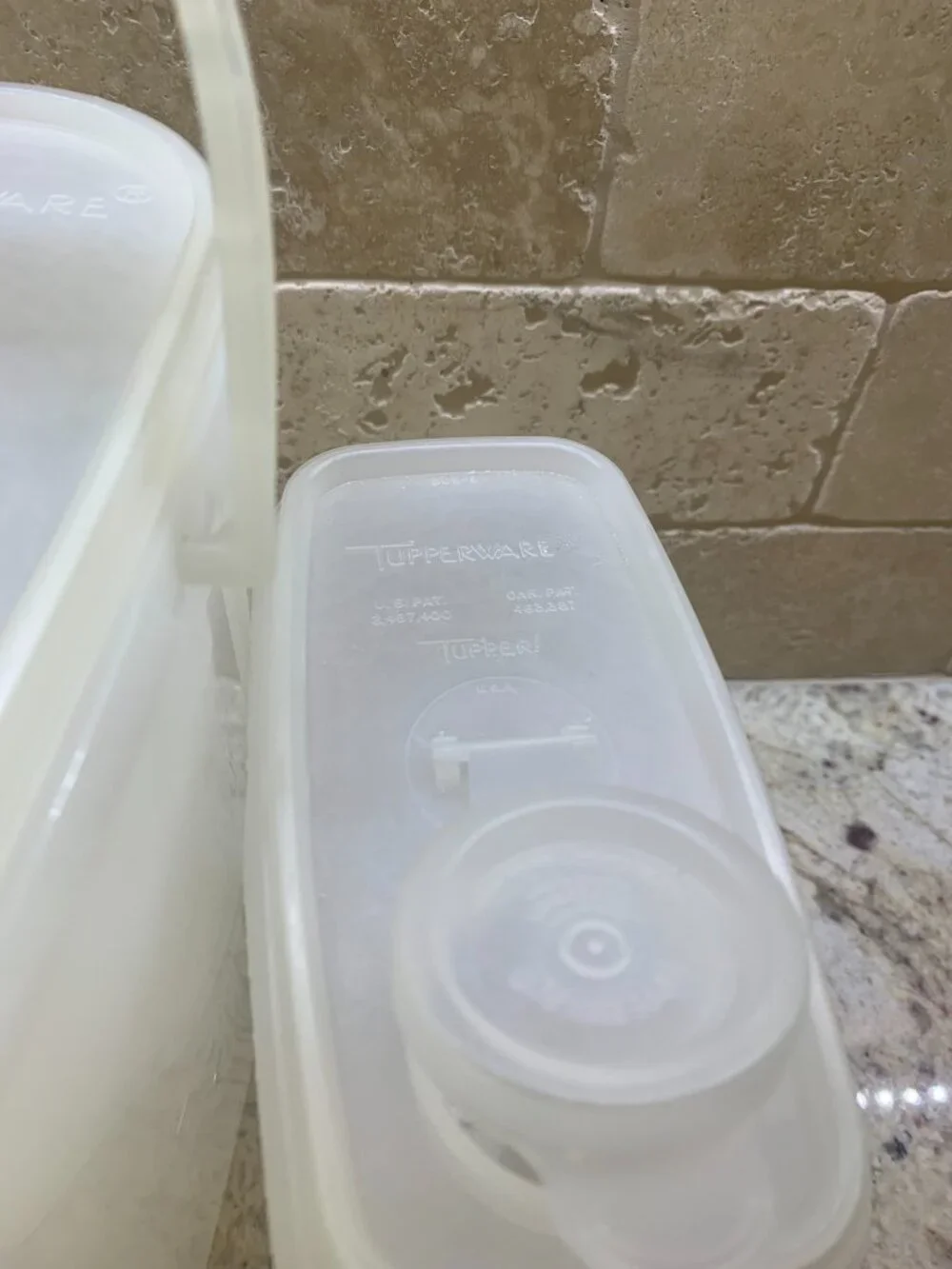 Tupperware 2 QT Slimline Pitcher + 4 cup Stor N Pour - set of 2